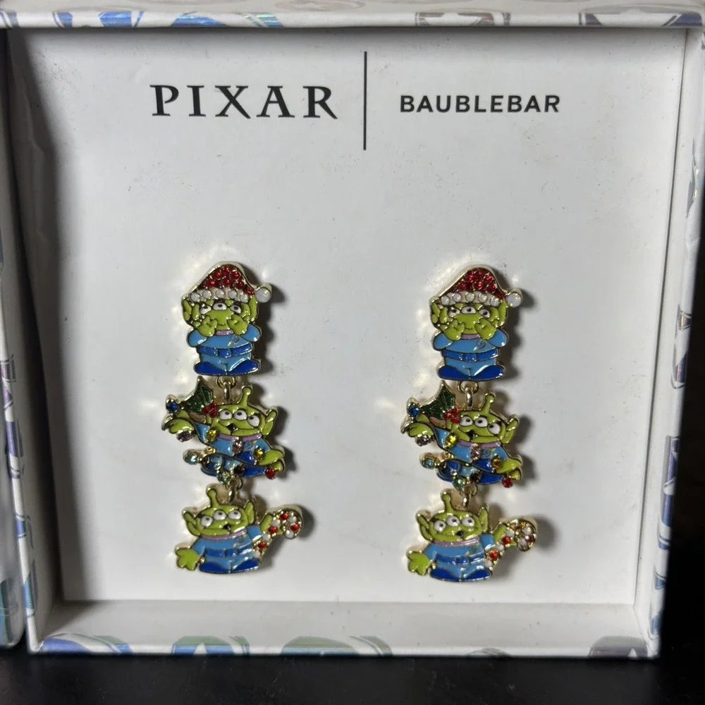 Pixar x BaubleBar Toy Story Alien Christmas Dangle Earrings NIB Disney Holiday